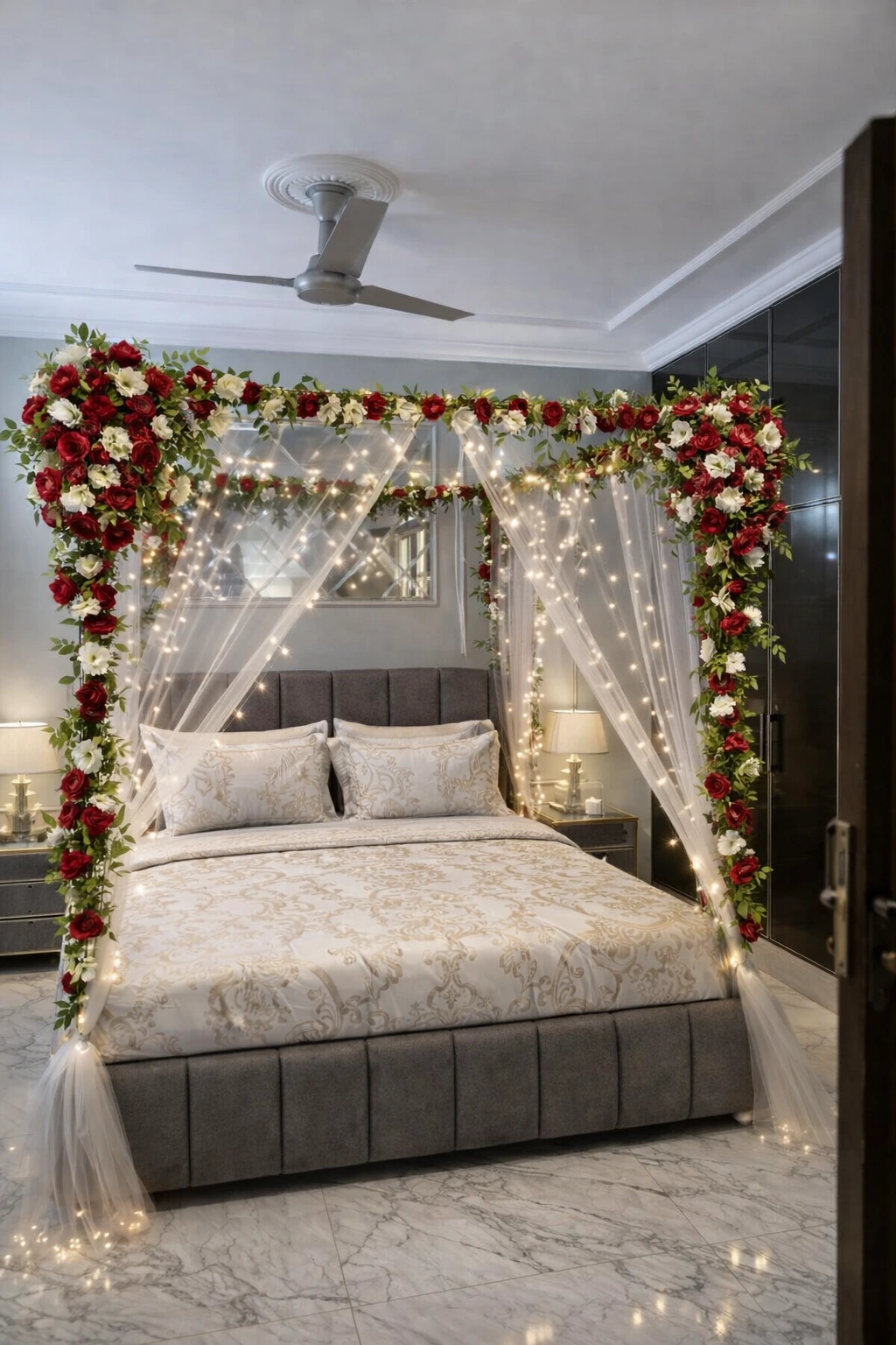 Simple canopy masehri design in Lahore with elegant floral styling