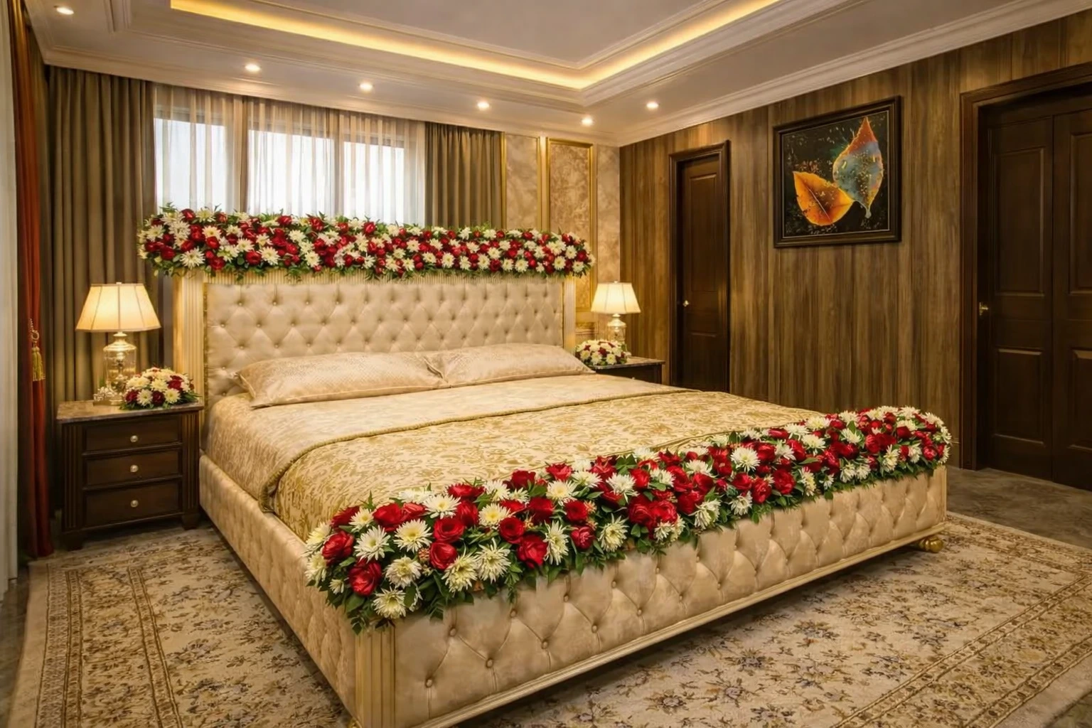 Budget simple masehri design in Lahore with floral bed styling